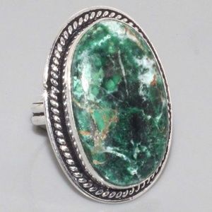 Jasper Silver Overlay Statement Ring Size 9